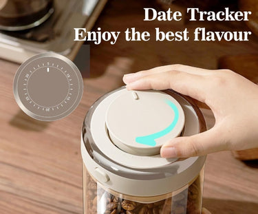 1700ml Airtight Coffee Canister – Borosilicate Glass Jar with One-Way Valve & Date Tracker